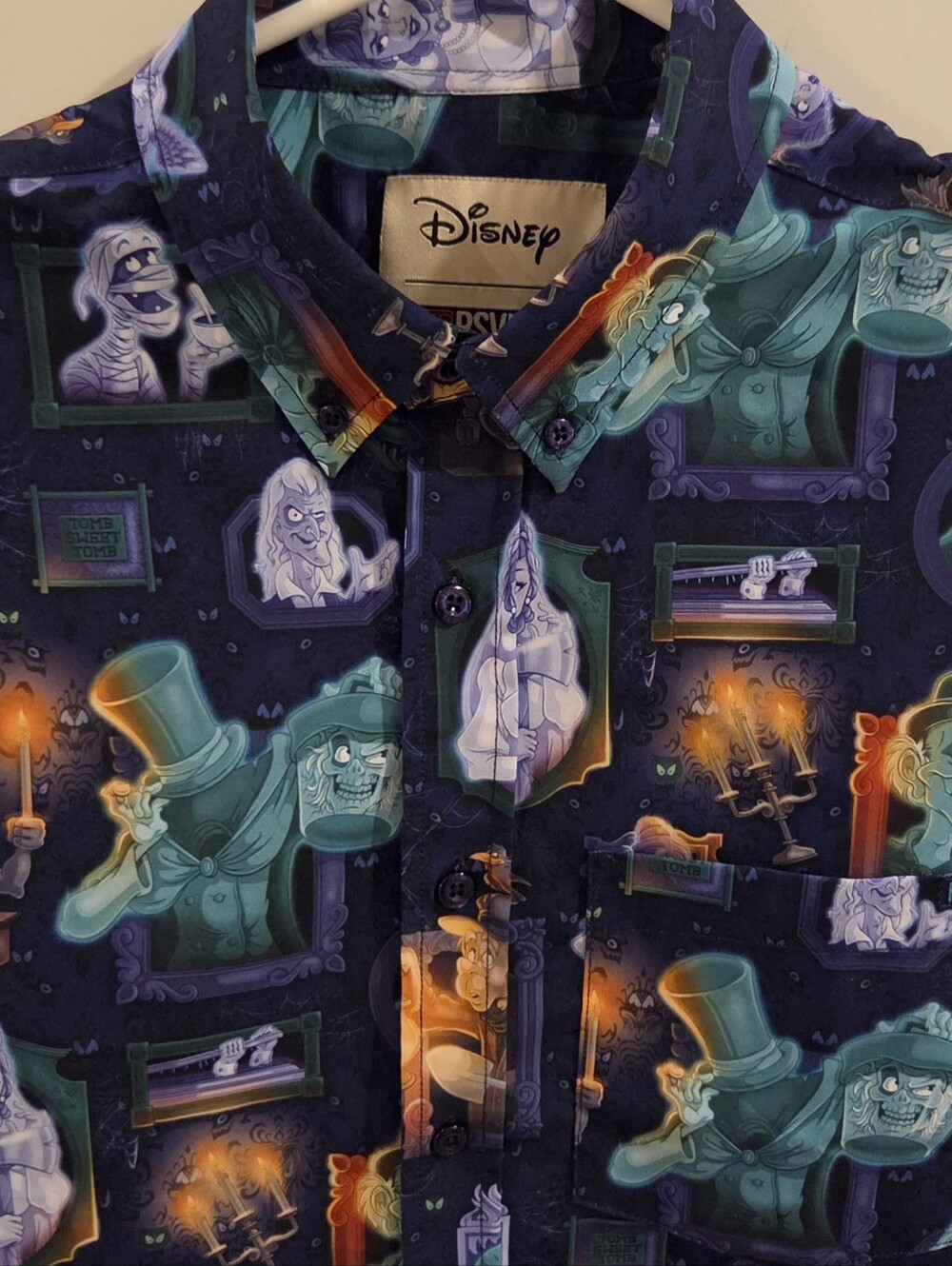 RSVLTS Disney 2025 Haunted Mansion Button-Down Ghosts & Graves Shirt - Size XS - Picture 3 of 11